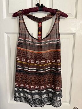 Boho Diamond Stripe Sleeveless Tank - Multicolor 1X- NWT